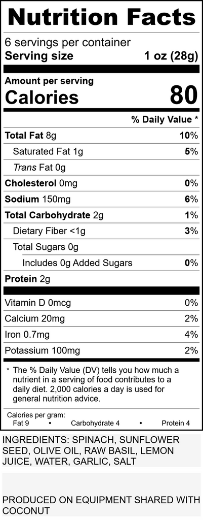 Nutriution Facts and Ingredients